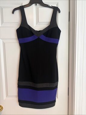 Muse Black and Purple Fitted Bandage Dress